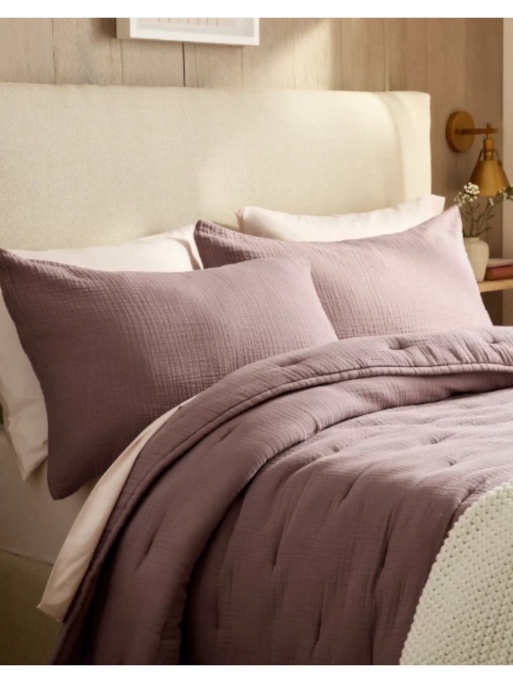 NWT QUINCE Airy Gauze Dream Quilt Set Organic Fig Purple King / Cal King - Picture 13 of 13